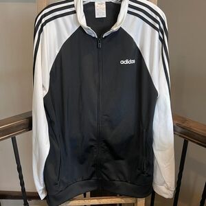 Adidas Men's Black and White Track Jacket